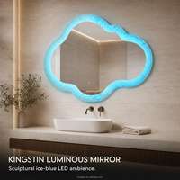 Kingstin Espejo LED de baño en forma de nube con marco acrílico, para proyectos, 3000K/4000K/6000K, tamaño y grosor a medida