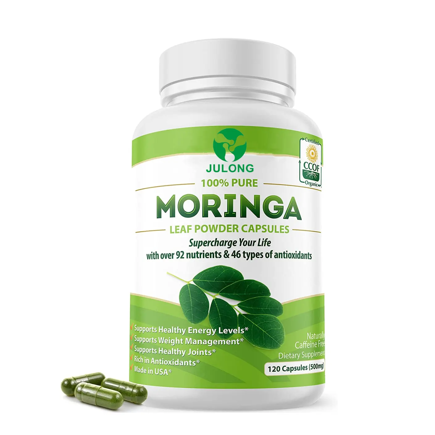 Pure Organische Moringa Capsules Ondersteunt Energie Moringa Metabolisme Immuunondersteuning Moringa Poeder