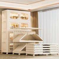 Contenedores de Almacenamiento Plegables con Puertas, Armario de Plástico Apilable con Apertura Lateral Magnética para Organizar Ropa de Bebé, Venta al Por Mayor