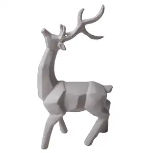 Joinste-几何树脂鹿雕像雕塑家居桌面橱柜装饰现代白色动物雕塑定制