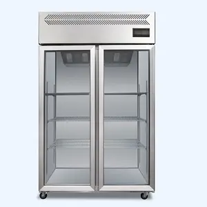 Refrigerador comercial vertical de 4 puertas, gran capacidad de almacenamiento, poco ruido