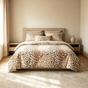 Juego de Ropa de <span class=keywords><strong>Cama</strong></span> ChamXue con Estampado de Leopardo, 7 Piezas, Suave, Cálido, Sedoso y Esponjoso, Completo, con Funda de Edredón, Sábana Plana y Fundas de Almohada, Decoración para Dormitorio - Product Image 1