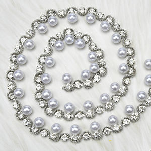 Strass perle garniture verre cristal perles blanches frange perles chaîne <span class=keywords><strong>d</strong></span>écoration ceinture pour vêtements chaussures embellissement bricolage - Product Image 5