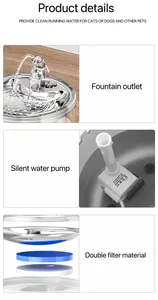 Pet Water Dispenser Stainless Steel Automatic Circulation Filter Water Fountain For Cats And Dogs