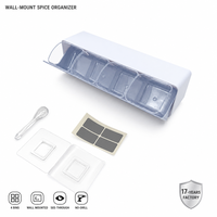 Yunuoxi Étagère murale en ABS gris clair pour épices, 4 compartiments, 30,3 cm, avec 4 cuillères, vente en gros usine