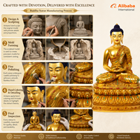 Statue de Bouddha Amitabha en laiton finition or, fabrication artisanale, sculpture bouddhiste moderne, Feng Shui, cadeau d'autel de temple antique, directement de l'usine