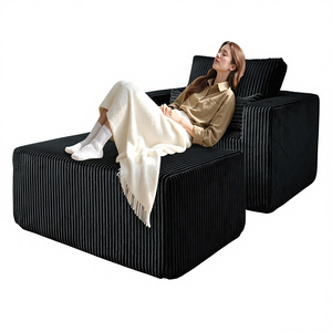 Ghế dài thư giãn cỡ lớn hiện đại 54.7 inch, bọc vải nhung, kiểu <span class=keywords><strong>sofa</strong></span> giường không khung, chỗ ngồi sâu, không cần lắp ráp - Product Image 1