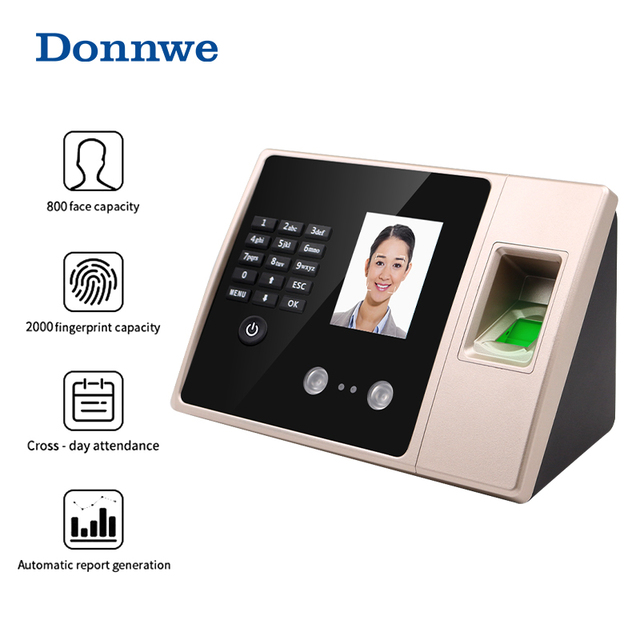 Face Recognition Fingerprint Scanner Clock In/Out Employee Attendance Machine Time Recorder