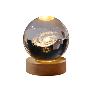 Wooden Music Box LED Crystal Ball Music Box Decor for Home Ornament
