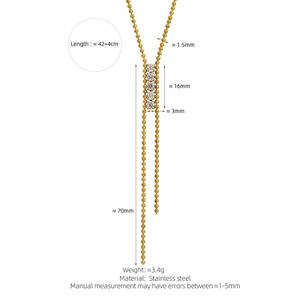 Elegante Collar de Joyería Fina con Cuentas en Forma de Y, Collares de Acero Inoxidable con Circonita, Collares con Colgante Minimalista de Moda para Mujer - Product Image 6