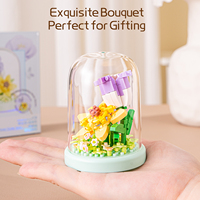 Lot de blocs de construction en gros « Poppies et fleurs de pêcher », 149 pièces, mini-briques en forme de dôme floral, fournisseur en gros, cadeau de la Fête des Mères, décoration