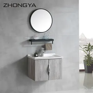 Factory supply wall mounted pvc bathroom cabinet with wash basin