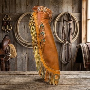 Chaps Vaqueros de Cuero Genuino Premium para Mujer, Duraderos y Cómodos, Ajuste Ajustable, Hechos a Mano para Equitación y Rodeo - Product Image 2