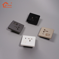 KLASS British Standard 1 Gang 2 Voies UK Light Wall Switch Panneau en verre trempé Interrupteur de luxe Prise de courant unipolaire/double pôle