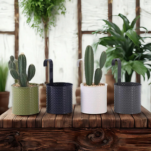 Pot bunga gantung dinding kustom ramah lingkungan, Pot bunga logam bentuk bulat luar ruangan untuk dekorasi taman - Product Image 2