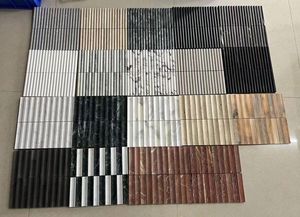 Revêtements de porte en carreaux de marbre, mosaïque de pierre de <span class=keywords><strong>travertin</strong></span> cannelée personnalisée, carreaux muraux pour <span class=keywords><strong>douche</strong></span>, salon, salle de bain - Product Image 1