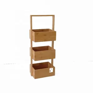 3 Tier Bamboo Storage Standing Shelf Shower Caddy Stand Bamboo Bath Caddy BSCI Factory