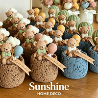 Bougie parfumée personnalisée en forme d'ours en peluche adorable et nuage, dans un récipient original en forme de cratère de météore, pour cadeau de baby shower ou de baptême
