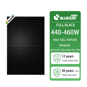 Bluesun Innovatieve Ontwerpen Set Zonnepanelen N-type Topcon Volledig Zwarte Draagbare Zonnepanelen 400 410 420 430 440 450 460W - Product Image 2