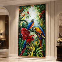 Mosaïque murale artisanale de perroquet de la jungle, design personnalisable pour mur intérieur, salon, résistante à l'eau, écologique