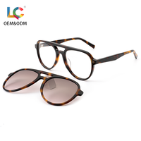 Lunettes optiques de haute qualité à monture en acétate tendance avec clip magnétique, design double pont, lunettes de soleil pour hommes et femmes