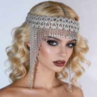 Serre-tête de mariée simple avec strass, chaîne de cheveux de fête pour femme, bijou de tête indien bohème en alliage