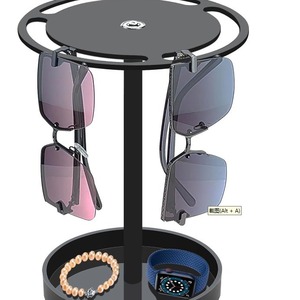 Acrylic Sunglasses <b>Storage</b> <b>Rack</b> 360 Degree <b>Rotating</b> Black Transparent Shelf For Eyewear Display - Product Image 1