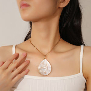 Collar con colgante de varias formas de concha Rosa Natural de alta calidad, ajuste de Garra Para mujer, niña, vida diaria, Playa - Product Image 2