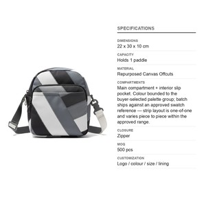 Sac bandoulière en toile recyclée pour pickleball, tennis et padel, avec compartiment pour 1 raquette, personnalisable avec logo, vente en gros - Product Image 6