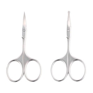 Tijeras curvas para cejas de acero inoxidable, tijeras puntiagudas para cejas, tijeras de maquillaje, recortadores de vello nasal con punta redonda, para barba - Product Image 4