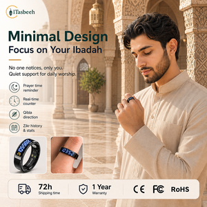 Stainless Steel <b>Electronic</b> Tasbeeh Zikr Counter Ring with OLED Display Qibla Direction Finder for Muslim Worship - Product Image 4