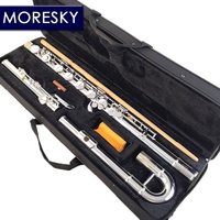 MORESKY Bass Flute MBFL-101 C Tone Silver Plated C Key Cupro-Nickel Body Metal Closed Hole Design Case/OEM