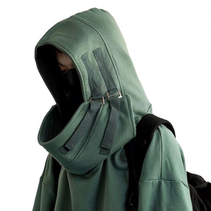 Sudadera con Capucha Personalizada para <span class=keywords><strong>Hombre</strong></span>, Estilo Hip Hop Cyberpunk, <span class=keywords><strong>Ropa</strong></span> <span class=keywords><strong>Urbana</strong></span> Negra, Sudadera con Capucha Estilo Techwear Japonés con Diseño de Boca de Pez - Product Image 2