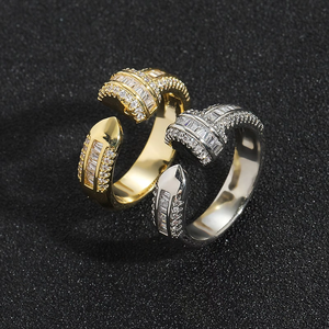 New Hip Hop Open <b>Ring</b> T Square Zircon Geometric Hip Hop <b>Ring</b> - Product Image 4