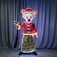 Костюм-маскот в виде мультяшной куклы с китайскими элементами, светящийся, золотой, с LED-подсветкой, для выступлений на сцене, на Пасху, Хэллоуин, Рождество