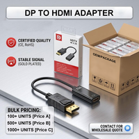 Adaptateur Convertisseur OEM Plaquage Or 24K Mâle DisplayPort vers Femelle HDMI 4K 2K 1080P 4K 30Hz Noir Matériel DisplayPort