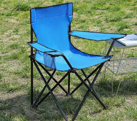 Chaise de camping pliable portable avec dossier et poches latérales, chaise de plage et de pêche d'extérieur