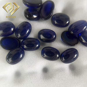 Gema de Zafiro Sintético Cultivado en Laboratorio, <span class=keywords><strong>Azul</strong></span> Oscuro, Corte Ovalado Cabujón 5A, Alta Calidad - Product Image 5