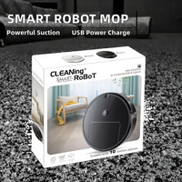 Robot aspirateur laveur automatique 3-en-1 avec chargement USB, anti-collision mécanique, compact, en plastique, pour sols domestiques