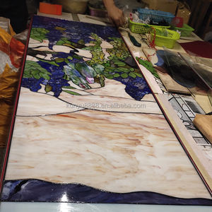 Fenêtres en verre teinté faites à la main, durables, avec motif glycine, fourniture directe d'usine |   Bloc de verre pour la décoration des églises et des villas - Product Image 2