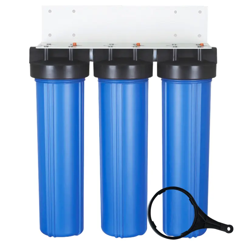 3-stufige große blaue Wasserfilter patronen Kunststoff filter gehäuse Industrie filter gehäuse