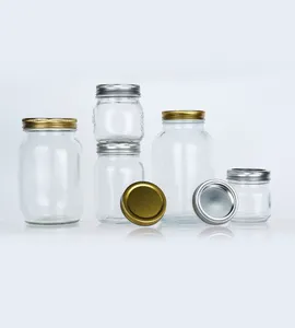 Personalizado reciclado 150Ml 200Ml 250Ml 380Ml 500Ml 5Oz 6Oz Frasco De Vidrio Caviar Glass Mason Jar con tapas