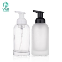 YAN Packaging – Flacon distributeur de mousse en verre dépoli transparent à fond épais de luxe, 375 ml, rechargeable, pour savon liquide et nettoyant visage