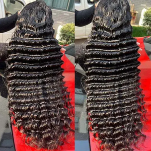 40インチディープウェーブ生インドのグルーレスウィッグバージンヘアレースフロントウィッグ黒人女性用レースフロントウィッグ - Product Image 2