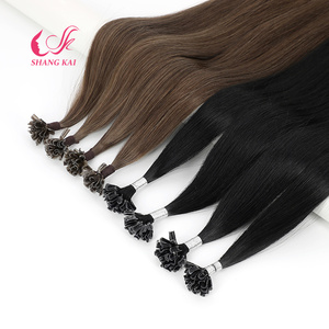 Extensioni per capelli umani con cheratina, a doppia trama, cuticole allineate, marrone scuro, con punta a I/<span class=keywords><strong>U</strong></span>/K/piatta - Product Image 1