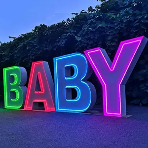 Iluminação LED personalizada enorme iluminação RGB neon letreiro letras luzes para festas de casamento eventos ao ar livre adereços de Natal sinais de decoração