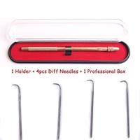 Aiguilles à crocheter en cuivre Leeons pour tissage de cheveux, outils d'extension capillaire, aiguilles de ventilation pour la fabrication de perruques en dentelle et de closures