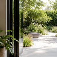 Porte coulissante en aluminium à double vitrage trempé, moderne, pour séparation de terrasse