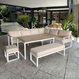Set di <span class=keywords><strong>mobili</strong></span> <span class=keywords><strong>da</strong></span> <span class=keywords><strong>giardino</strong></span> <span class=keywords><strong>in</strong></span> <span class=keywords><strong>metallo</strong></span> divano <span class=keywords><strong>da</strong></span> esterno di lusso divano componibile angolo divano <span class=keywords><strong>da</strong></span> esterno tavolo <span class=keywords><strong>da</strong></span> pranzo <span class=keywords><strong>mobili</strong></span> <span class=keywords><strong>da</strong></span> <span class=keywords><strong>giardino</strong></span> - Product Image 1