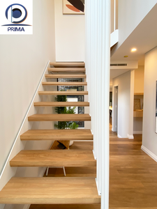 Scala Moderna Dritta a Sbalzo con Gradini in Legno <span class=keywords><strong>e</strong></span> Trave Decorativa per Uso Domestico - Product Image 5